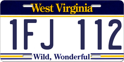 WV license plate 1FJ112