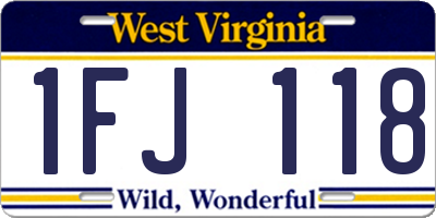 WV license plate 1FJ118