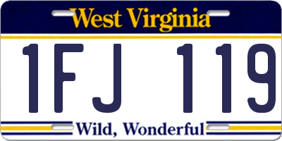 WV license plate 1FJ119