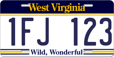 WV license plate 1FJ123
