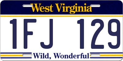 WV license plate 1FJ129