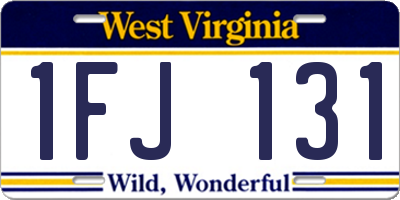 WV license plate 1FJ131