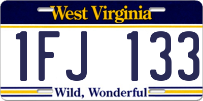 WV license plate 1FJ133