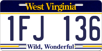 WV license plate 1FJ136