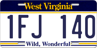 WV license plate 1FJ140