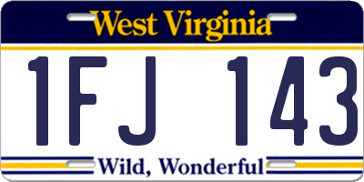 WV license plate 1FJ143