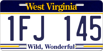 WV license plate 1FJ145