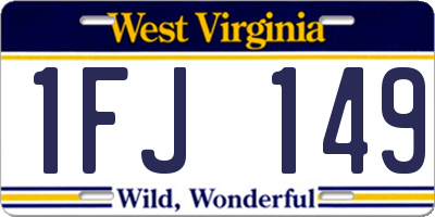 WV license plate 1FJ149