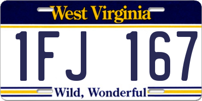 WV license plate 1FJ167