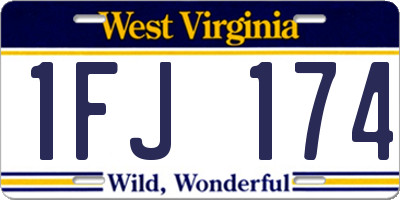 WV license plate 1FJ174
