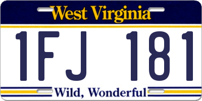 WV license plate 1FJ181