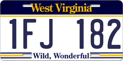 WV license plate 1FJ182