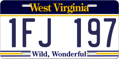 WV license plate 1FJ197