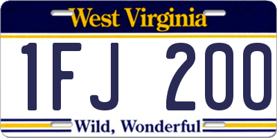 WV license plate 1FJ200