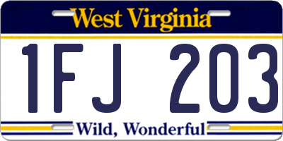 WV license plate 1FJ203