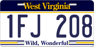WV license plate 1FJ208