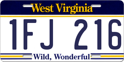 WV license plate 1FJ216
