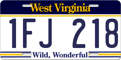 WV license plate 1FJ218