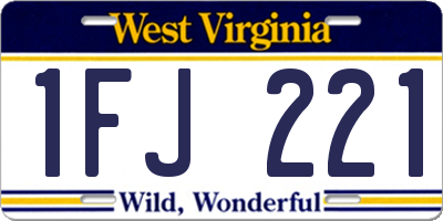 WV license plate 1FJ221