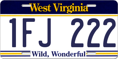 WV license plate 1FJ222