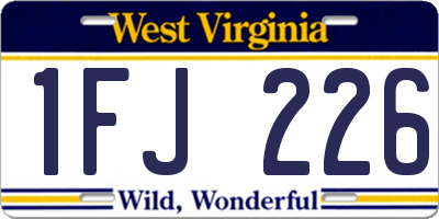 WV license plate 1FJ226