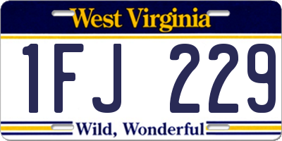 WV license plate 1FJ229