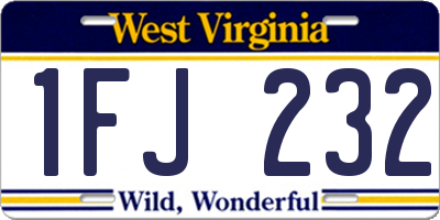 WV license plate 1FJ232
