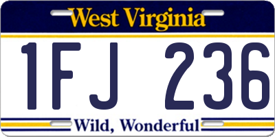 WV license plate 1FJ236