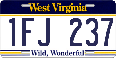 WV license plate 1FJ237