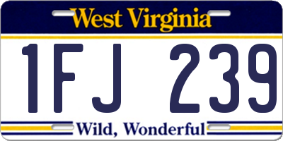 WV license plate 1FJ239