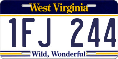WV license plate 1FJ244