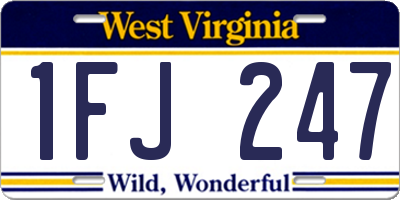 WV license plate 1FJ247