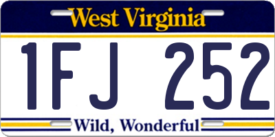 WV license plate 1FJ252