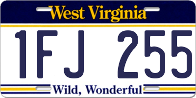 WV license plate 1FJ255