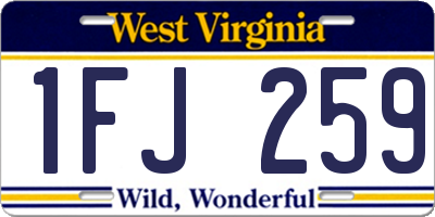 WV license plate 1FJ259