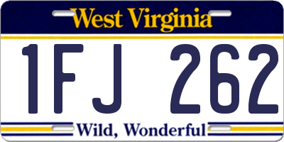 WV license plate 1FJ262