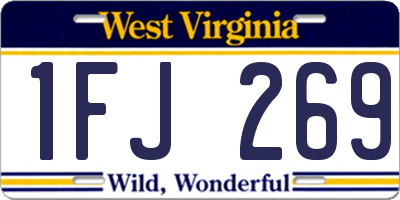 WV license plate 1FJ269