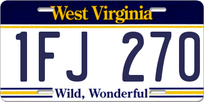 WV license plate 1FJ270