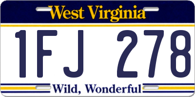 WV license plate 1FJ278