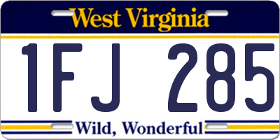 WV license plate 1FJ285