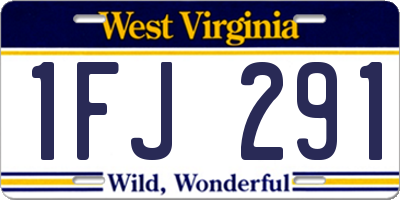 WV license plate 1FJ291