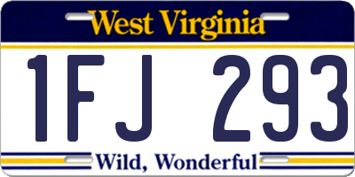 WV license plate 1FJ293