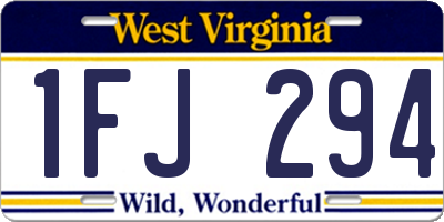 WV license plate 1FJ294