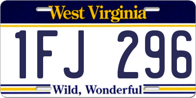 WV license plate 1FJ296