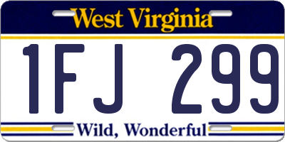 WV license plate 1FJ299