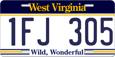 WV license plate 1FJ305