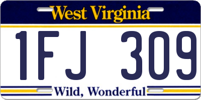 WV license plate 1FJ309