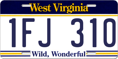 WV license plate 1FJ310