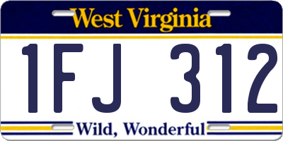 WV license plate 1FJ312