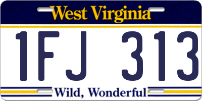 WV license plate 1FJ313